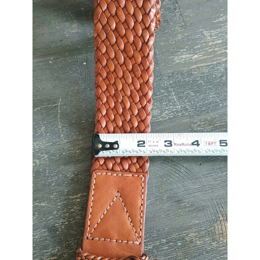 Michael Kors Cognac Brown Woven Leather Double Prong Belt Size Small